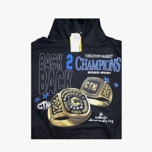 NWT Chinatown MARKET Back to Back 2021 Champions Hoodie S Black Fleece
